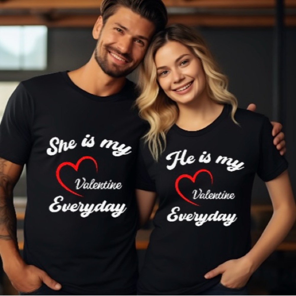 He Is my Valentine Everyday Black 2X-5X
